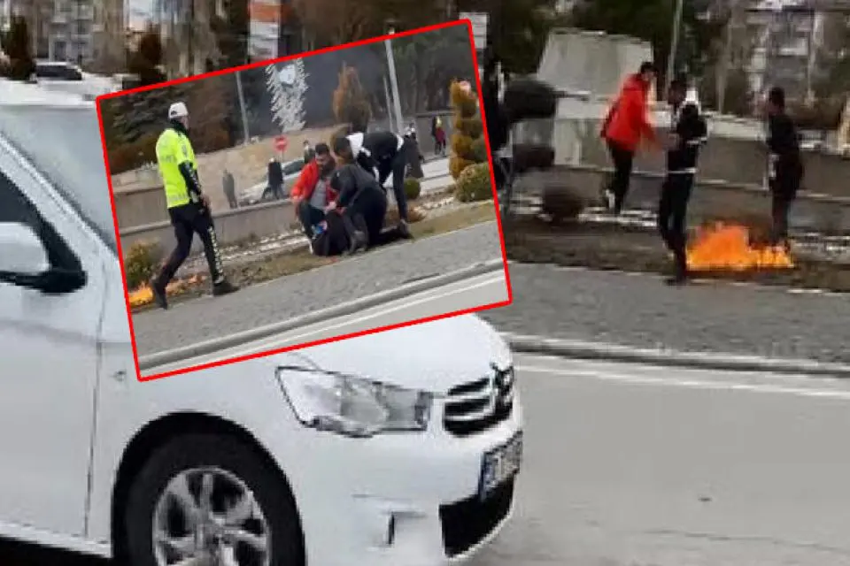 Üzerine benzin dökerek kendini yakmaya kalktı