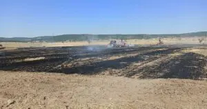 Tekirdağ Valiliği, Malkara ilçesinde dün çıkan orman yangınına balya makinesinden
