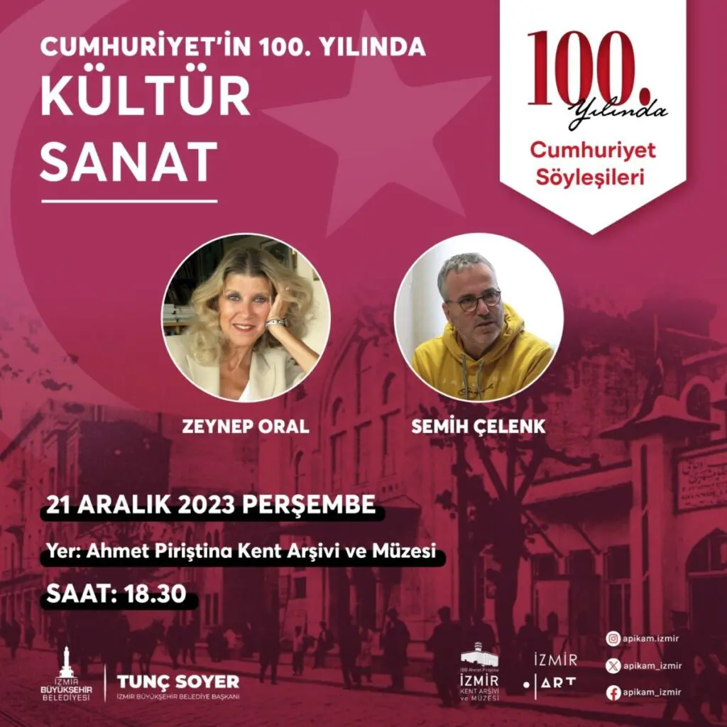 İzmir'de Cumhuriyet Söyleşileri Zeynep Oral ve Semih Çelenk ile devam ediyor