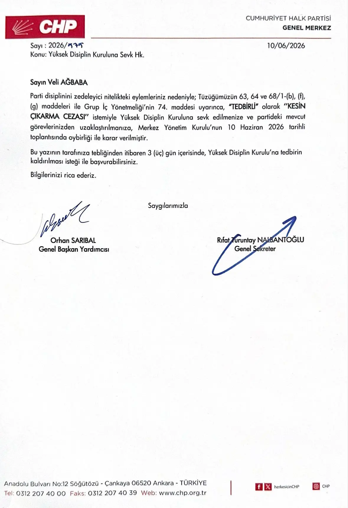 CHP’deki ihraç belgelerinde şok detay: 'İtiraz hakkı bile vermemişler'