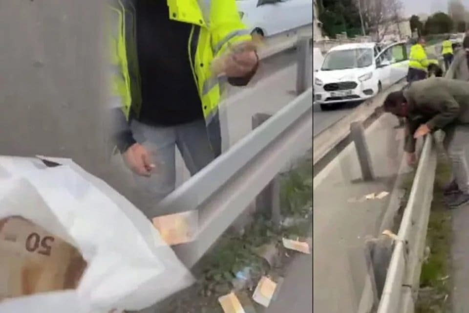 Zeytinburnu'nda d&ouml;viz taşıyan motosikletli kurye, 150 bin euro'yu yola d&uuml;ş&uuml;rd&uuml;.