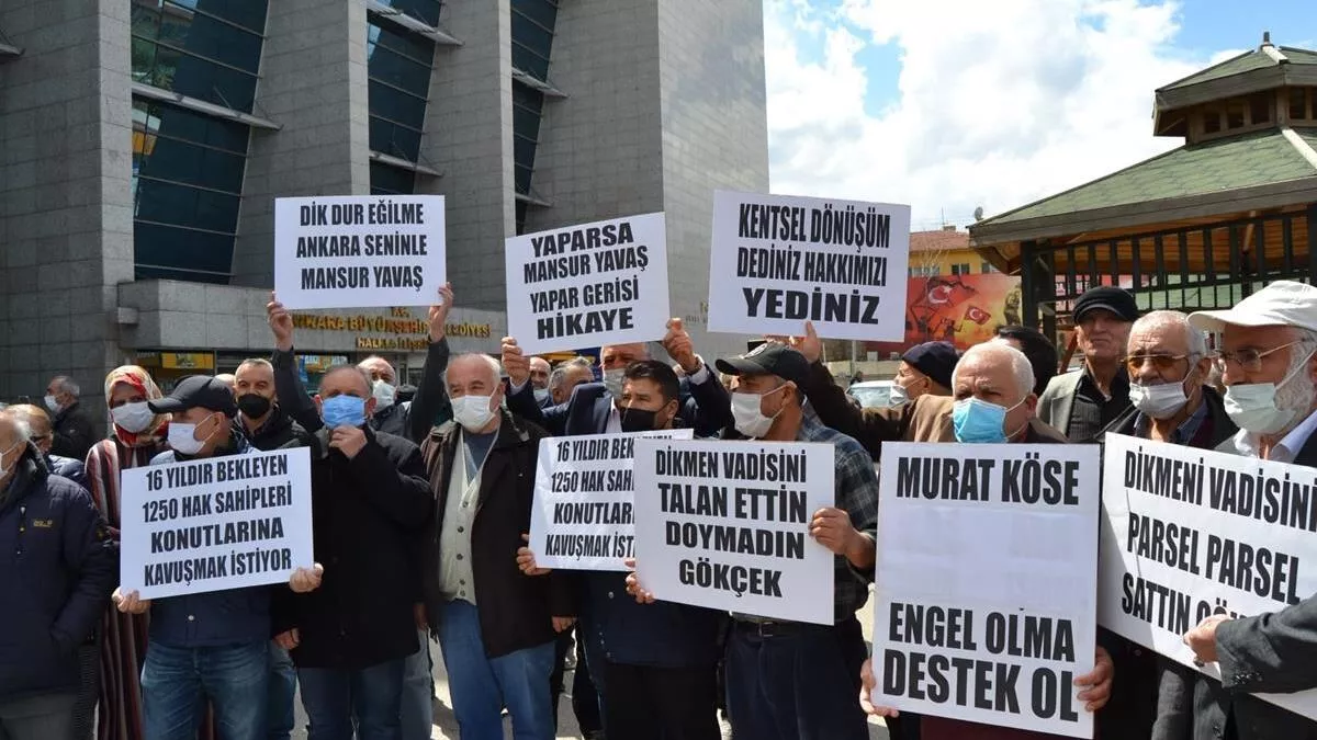 Ankara Dikmen Vadisi Kentsel D&ouml;n&uuml;ş&uuml;m Projesi mağdurları eylem yaptı. 16