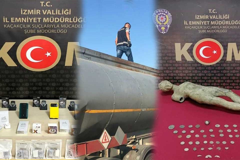 İzmir'de, polisin son bir haftada düzenlediği operasyonlarda piyasa değeri 2