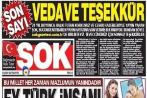 Yaklaşık 21 yıl &ouml;nce Bab-ı Ali'de vitrine &ccedil;ıkan ŞOK gazetesi,