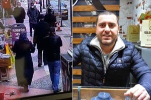 MANİSA'da, kuyumcu Aziz G&uuml;lbaharlar (39), d&uuml;kkanının &ouml;n&uuml;nde bulduğu i&ccedil;inde 9