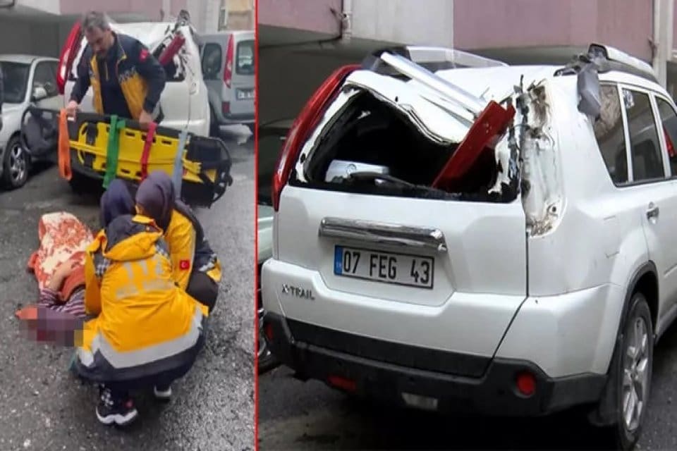 G&uuml;ng&ouml;ren'de psikolojik sorunları olduğu iddia edilen bir kişi, 7'nci kattan