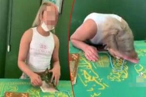 Adana&rsquo;da &Ccedil;oban Dede T&uuml;rbesi i&ccedil;inde &ccedil;ekip, sosyal medyada paylaştığı video