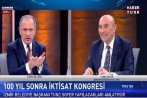 İzmir B&uuml;y&uuml;kşehir Belediye Başkanı Tun&ccedil; Soyer, Habert&uuml;rk TV'de yayınlanan Teke