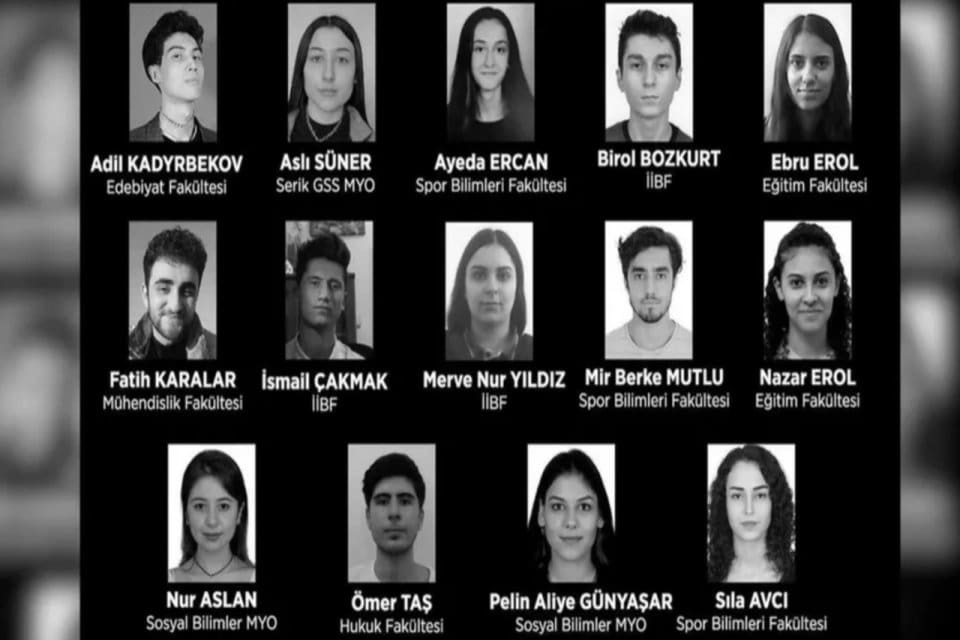 Akdeniz &Uuml;niversitesi'nde eğitim g&ouml;ren 14 &ouml;ğrenci Kahramanmaraş merkezli depremlerde hayatını