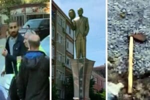 İstanbul Avcılar'da Atat&uuml;rk Anıtı'na baltayla&nbsp;saldıran M.H.T.&nbsp;&nbsp;(27) polis ekipleri tarafından g&ouml;zaltına