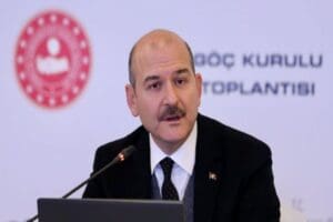 İ&ccedil;işleri Bakanı S&uuml;leyman Soylu, G&ouml;&ccedil; Kurulu Toplantısı'nda a&ccedil;ıklamalarda bulunuyor. Bakan