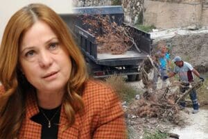 Bal&ccedil;ova Belediye Başkanı Fatma &Ccedil;alkaya periyodik olarak yaptıkları dere temizliklerinin