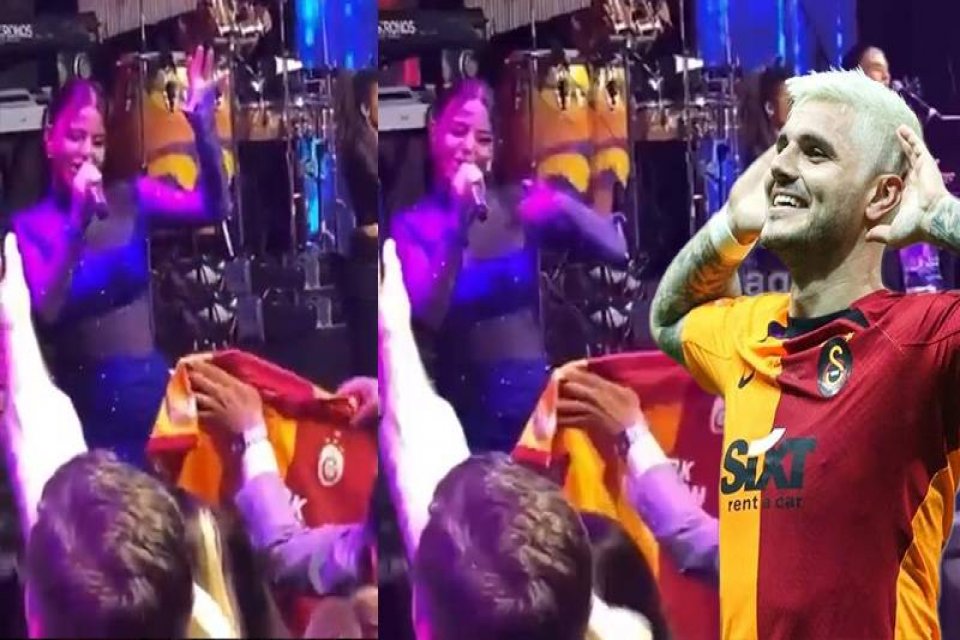 Sanat&ccedil;ı&nbsp;Simge Sayın, verdiği bir konser sırasında Galatasaraylı futbolcu Icardi ile