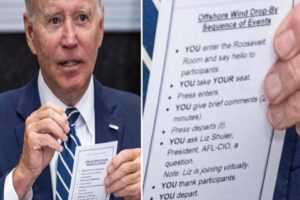 Biden'ın toplantıda "Merhaba de", "Teşekk&uuml;r et" gibi talimatlar i&ccedil;eren not