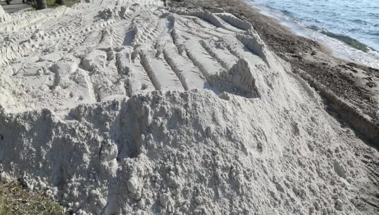 Bodrum’da sahile beyaz kum dökülmesine belediyeden müdahale