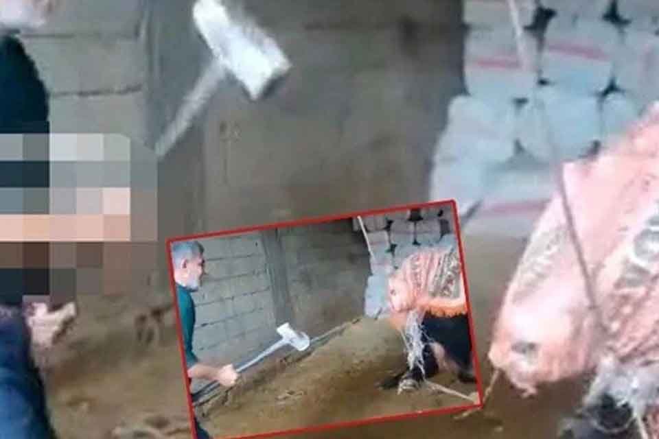 Mardin'in Kızıltepe il&ccedil;esinde g&ouml;zlerini bağladığı boğanın başına defalarca balyozla vurup,