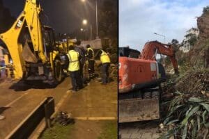 İzmir B&uuml;y&uuml;kşehir Belediyesi, Altınyol Turan b&ouml;lgesinde yağışın etkisiyle d&uuml;n akşam