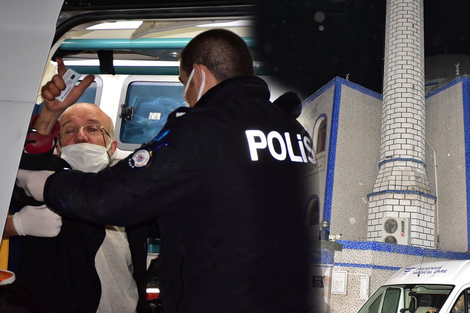 İzmir'in Karabağlar il&ccedil;esinde cami kubbesine &ccedil;ıkan H&uuml;seyin K. (57) itfaiye