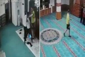 Antalya&rsquo;nın Manavgat il&ccedil;esinde bir camiye sabah namazında cemaat namaz kılarken