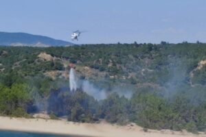 &Ccedil;anakkale'nin Eceabat il&ccedil;esindeki Anzak Koyu mevkisinde bir kamyonda &ccedil;ıkan yangın,