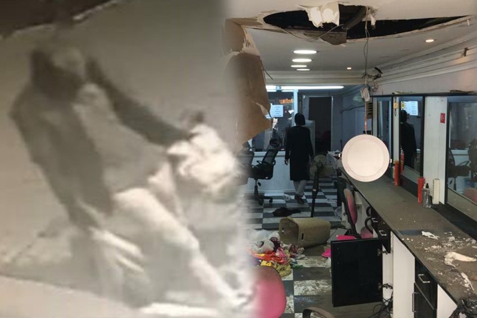 İzmir'in Konak ilçesinde 2 kişi, tek katlı müstakil yapının çatısını