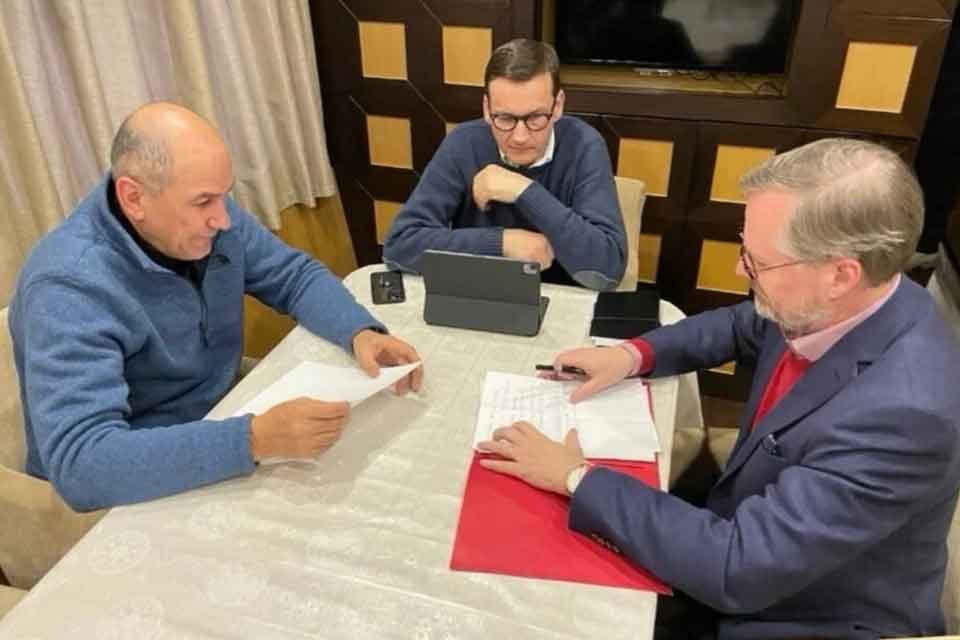 &Ccedil;ekya Başbakanı Petr Fiala, Slovenya Başbakanı Janez Jansa ve Polonya