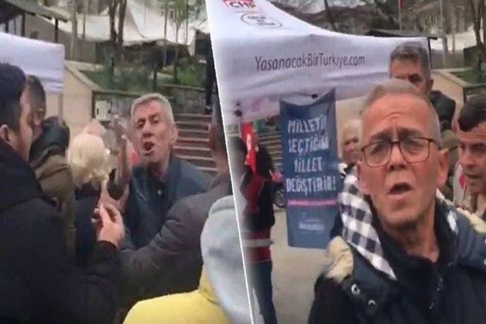 İstanbul Beykoz'da stant a&ccedil;an CHP &uuml;yesi bir grup ile, stant