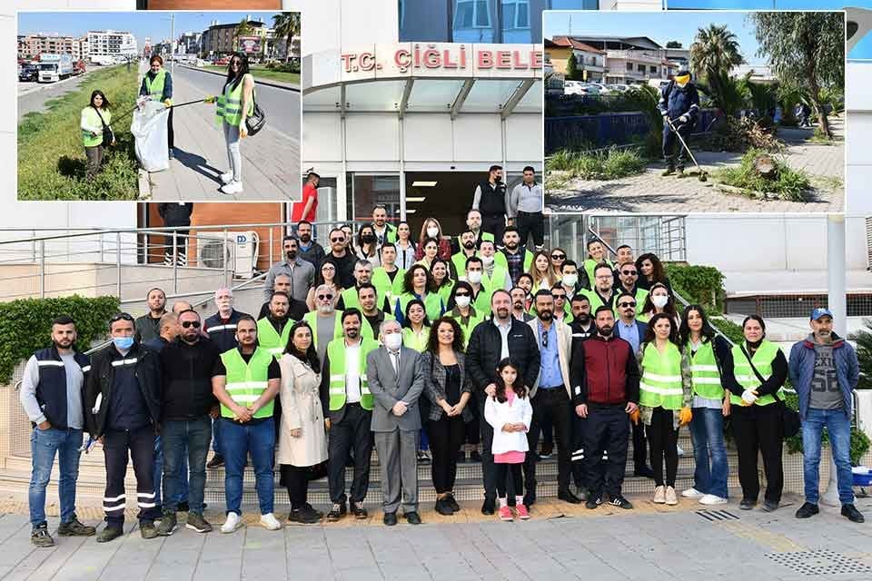 &Ccedil;iğli Belediyesi&rsquo;nde Başkan Utku G&uuml;mr&uuml;k&ccedil;&uuml; &ouml;nc&uuml;l&uuml;ğ&uuml;nde başlatılan &ldquo;Temizlik Seferberliği&rdquo; &ccedil;alışmaları