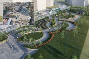 İzmir B&uuml;y&uuml;kşehir Belediyesi tarafından yapımı s&uuml;ren &Ccedil;iğli Tramvay Hattı &ccedil;alışmaları