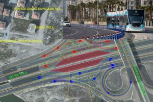 İzmir B&uuml;y&uuml;kşehir Belediyesi tarafından yapımı s&uuml;ren &Ccedil;iğli Tramvay Hattı &ccedil;alışmaları
