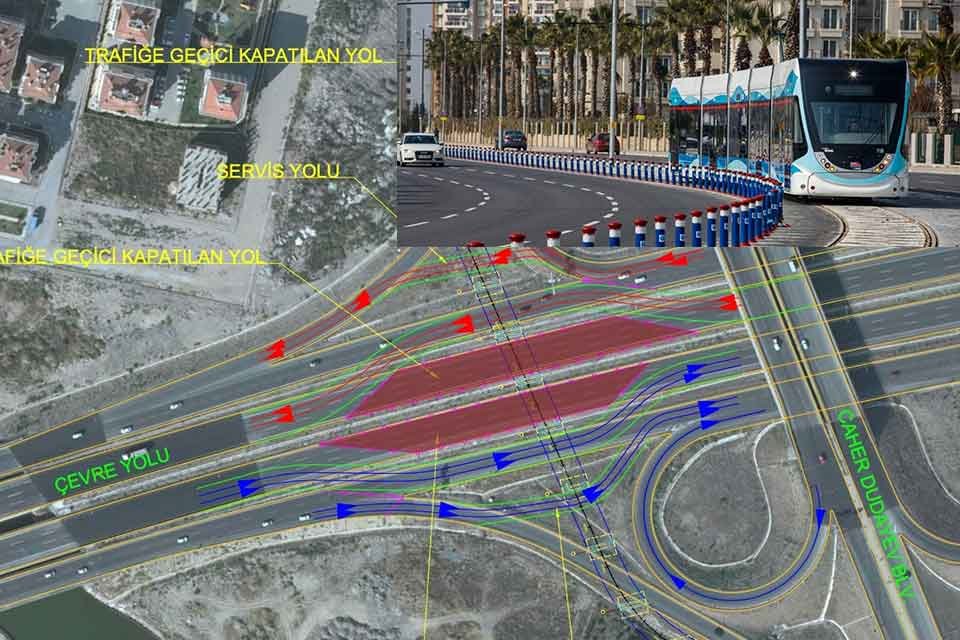 İzmir B&uuml;y&uuml;kşehir Belediyesi tarafından yapımı s&uuml;ren &Ccedil;iğli Tramvay Hattı &ccedil;alışmaları