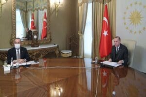Cumhurbaşkanı Erdoğan, AB Komisyon Başkanı von der Leyen ve AB
