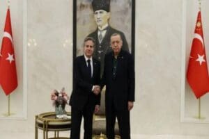 Cumhurbaşkanı Recep Tayyip Erdoğan ile ABD Dışişleri Bakanı Antony&nbsp;Blinken, Esenboğa