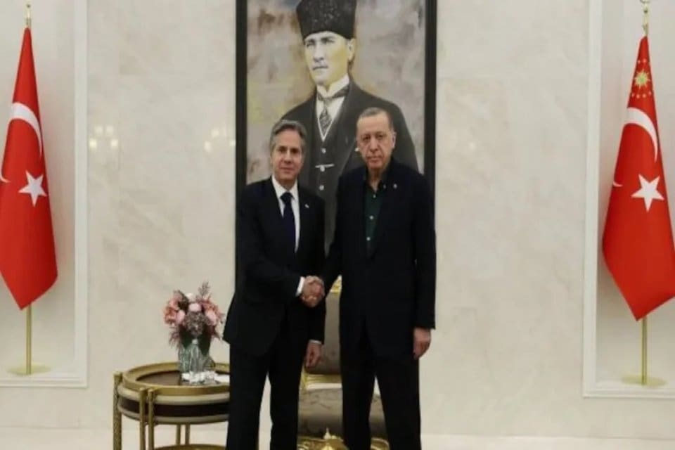 Cumhurbaşkanı Recep Tayyip Erdoğan ile ABD Dışişleri Bakanı Antony&nbsp;Blinken, Esenboğa