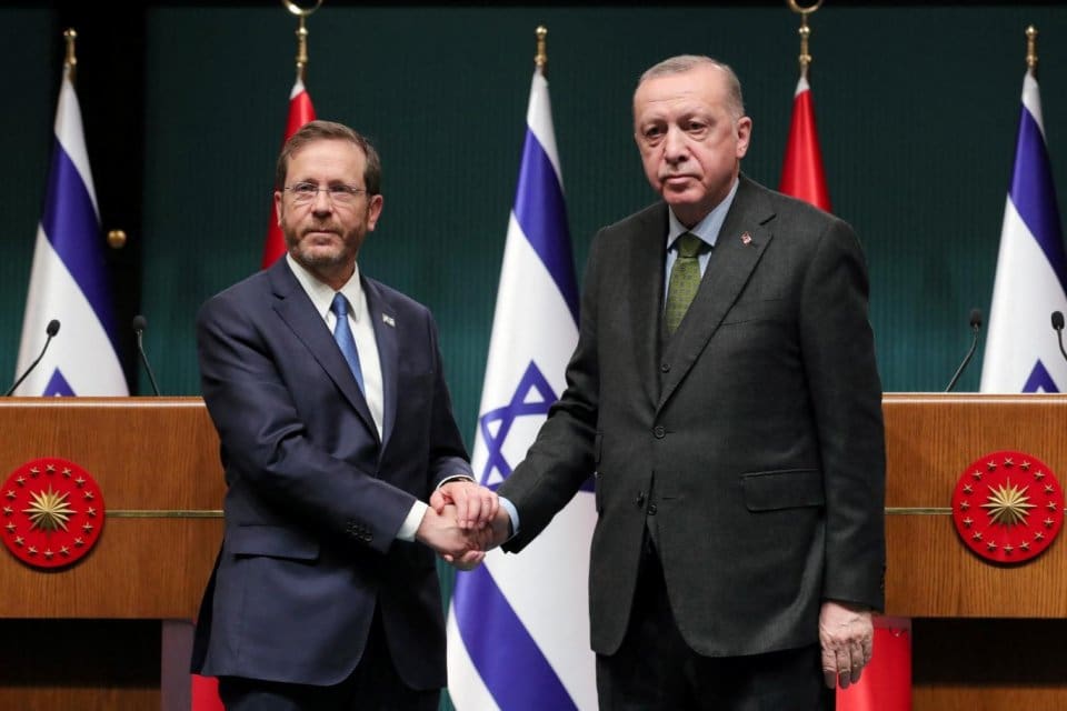 Cumhurbaşkanı Recep Tayyip Erdoğan, İsrail Cumhurbaşkanı Yitzhak Herzog ile bir