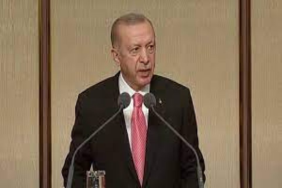Cumhurbaşkanı Recep Tayyip Erdoğan, Cumhurbaşkanlığı Beştepe Sergi Salonu'nda Muhtarlar Toplantısı'nda
