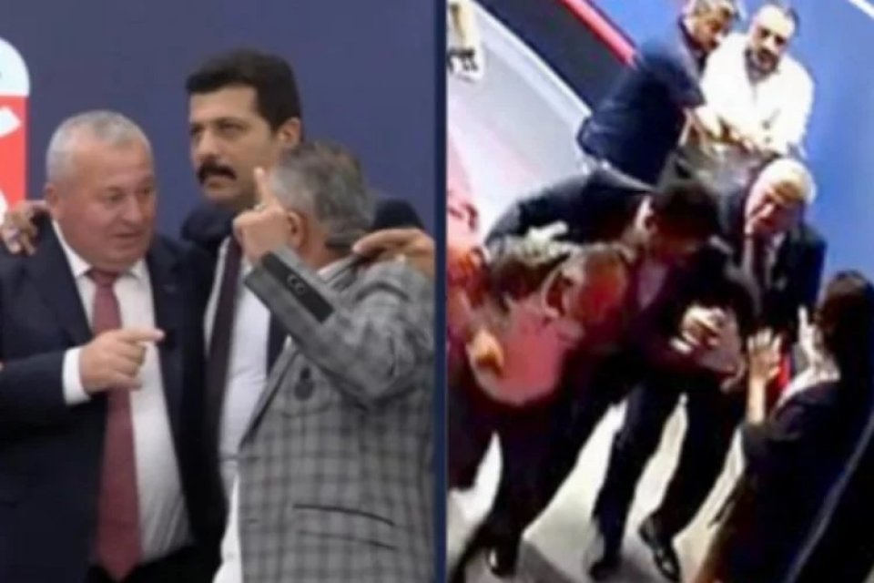 Gazeteci Latif Şimşek, reklam arasında Demokrat Partili Cemal Enginyurt'un koruması