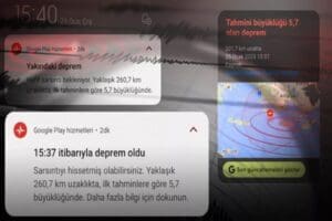 Akdeniz'de bug&uuml;n saat 15.37'de 5.4 b&uuml;y&uuml;kl&uuml;ğ&uuml;nde yaşanan deprem &ouml;ncesi telefonlara