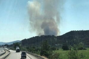 İzmir'in Bergama il&ccedil;esinde otluk alanda sebebi hen&uuml;z belirlenemeyen bir yangın