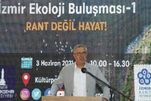 İzmir Ekoloji Buluşması&rsquo;nda konuşan Gaziemir Belediye Başkanı Halil Arda, n&uuml;kleer