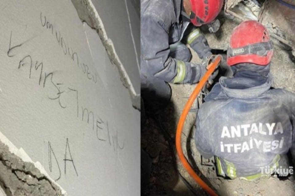 Antalya'dan Kahramanmaraş'a giden B&uuml;y&uuml;kşehir Belediyesi itfaiye&nbsp;ekipleri, Doğan Akk&ouml;k isimli genci