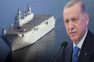 T&uuml;rkiye'nin en b&uuml;y&uuml;k&nbsp;savaş gemisi TCG Anadolu, Cumhurbaşkanı Recep Tayyip Erdoğan'ın