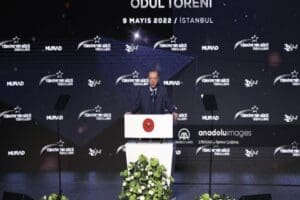 Cumhurbaşkanı Recep Tayyip Erdoğan, M&Uuml;SİAD'ın 32. kuruluş yıld&ouml;n&uuml;m&uuml; t&ouml;reninde konuşuyor.
