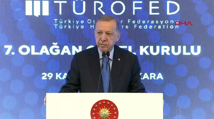 T&uuml;rkiye Otelciler Federasyonu 7. Olağan Genel Kurulu'nda konuşan Cumhurbaşkanı&nbsp;Erdoğan, "Turizmdeki
