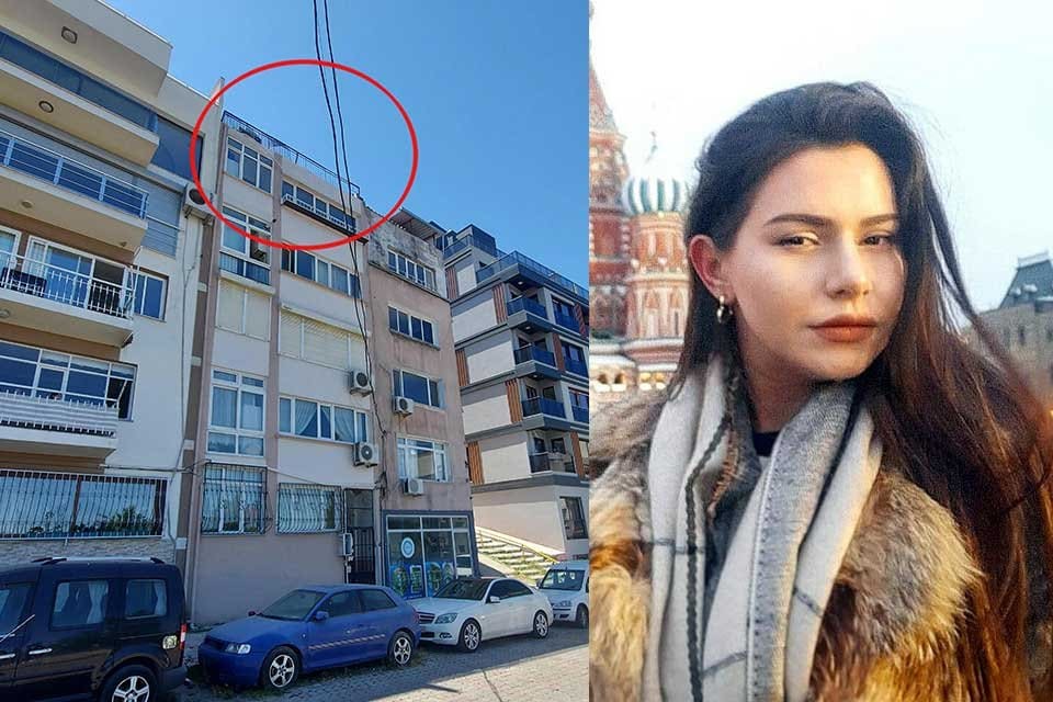 İzmir'in Konak il&ccedil;esinde, erkek arkadaşı Deniz &Ouml;zarslan'ın (35) evinin terasından