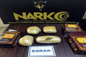 Manisa'nın Turgutlu ilçesinde durdurulan bir yolcu otobüsünün bagajındaki karton kutuda