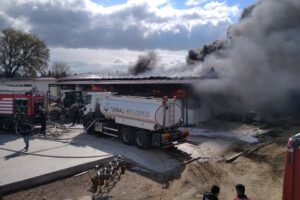 İzmir'in Torbalı ilçesindeki fidan deposunda, yangın çıktı. Yangına, itfaiye ve
