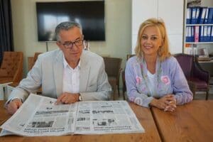 Gaziemir Belediye Başkanı Halil Arda, İzmir Gazeteciler Cemiyeti Başkanı Dilek