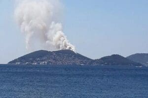 İstanbul Heybeliada'da ormanlık alanda &ccedil;ıkan yangın &uuml;zgarın etkisiyle b&uuml;y&uuml;d&uuml;. Vali