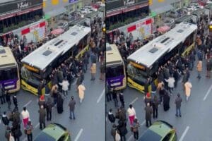 İstanbul'da Bah&ccedil;elievler'de İETT otob&uuml;s&uuml;n&uuml;n yolcu durağına girdiği ve yaralıların olduğu